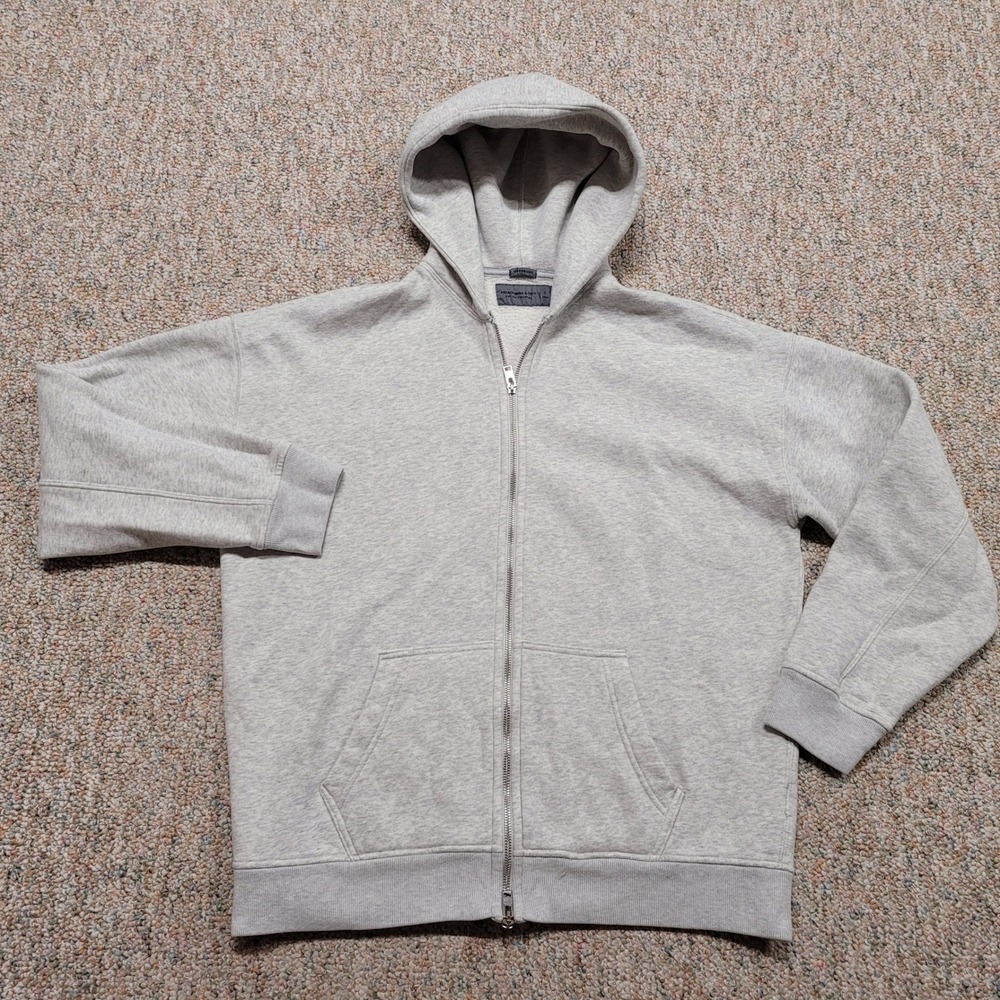 Abercrombie & Fitch Zip Hoodie Men Small Tall Gray Oversized Soft A&F Essentials